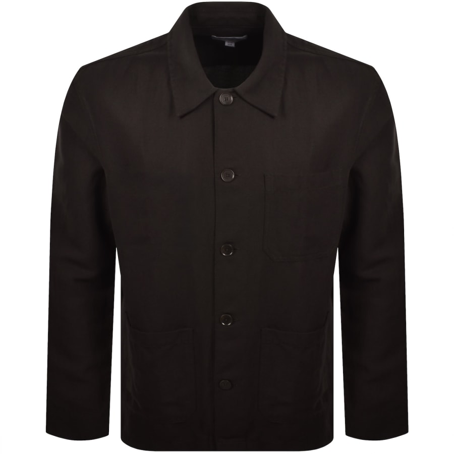 Lacoste Linen Blend Overshirt Brown | Mainline Menswear gb